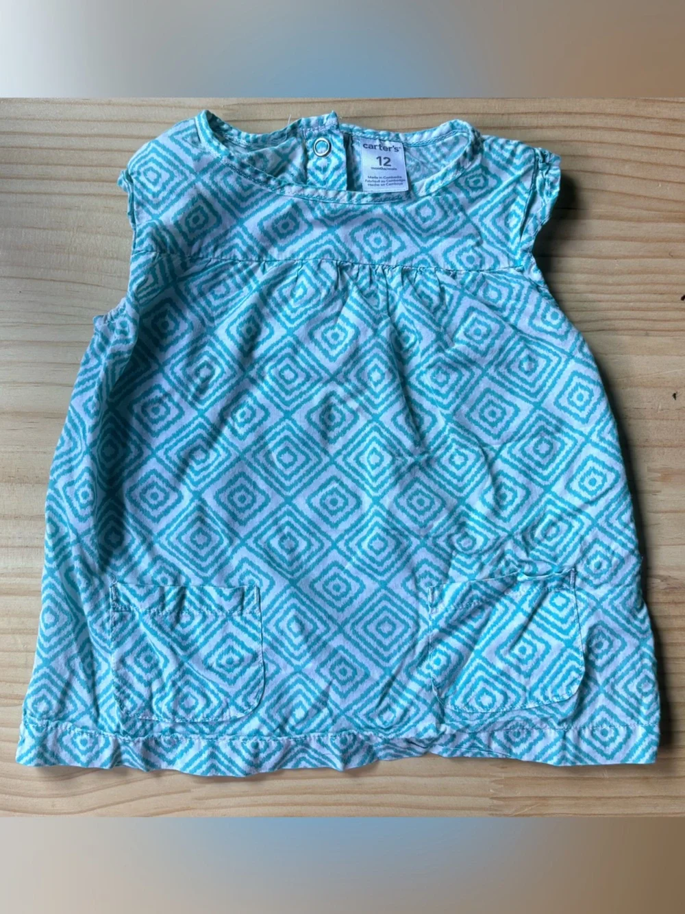 Carter's Teal & White Diamond Print Toddler Top